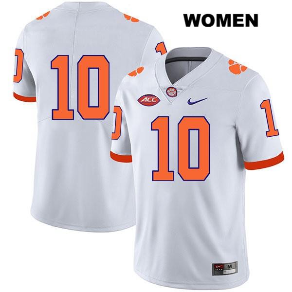 Women's Clemson Tigers #10 Baylon Spector Stitched White Legend Authentic Nike No Name NCAA College Football Jersey CTG7046QQ